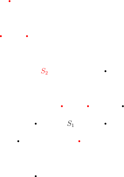 Množina bodů a její rozklad na dvě středově symetrické množiny